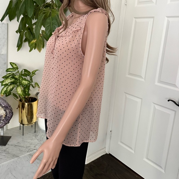 LOFT Pink Polka Dot Blouse - Picture 2 of 4